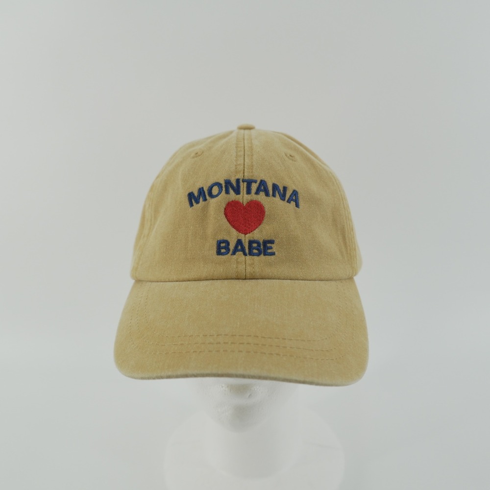 Adams Baseball Cap Unisex OS Mustard Montana Babe Heart Embroidered Hat